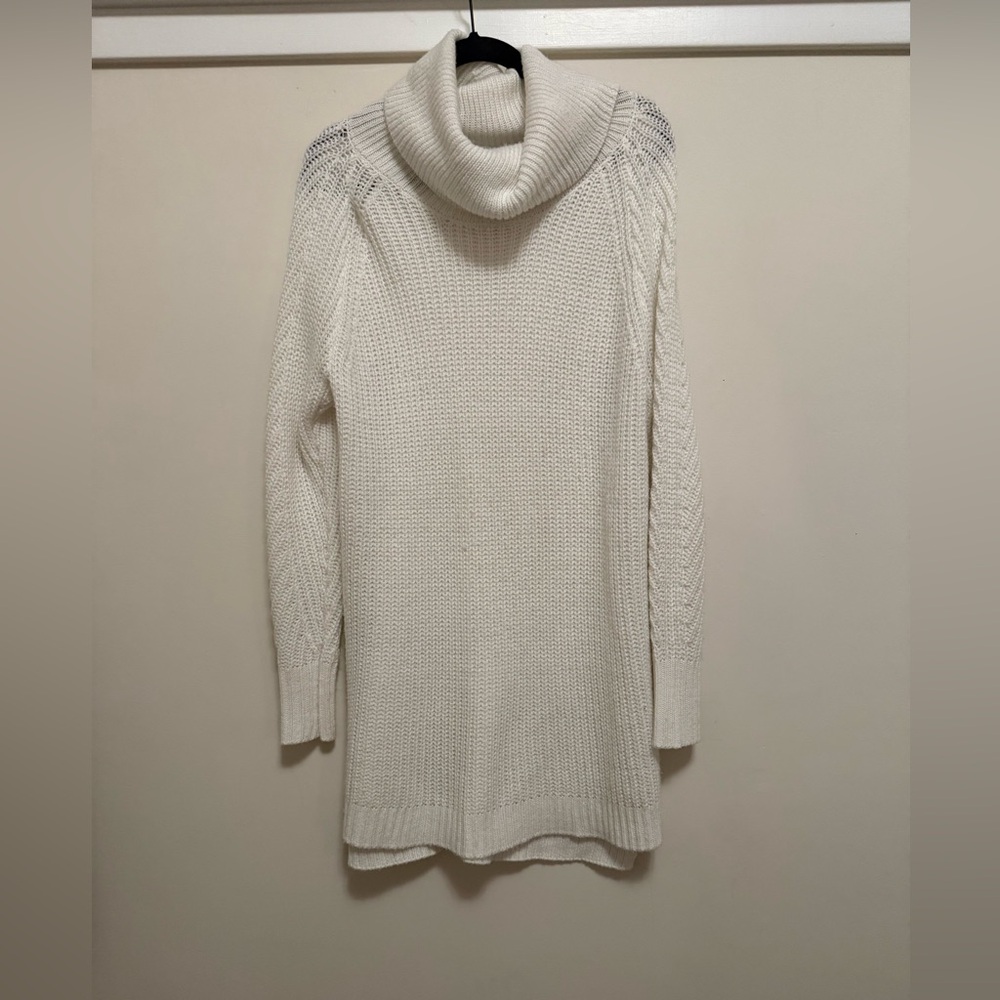 Cream Cowl Neck Tunic Sweater - L